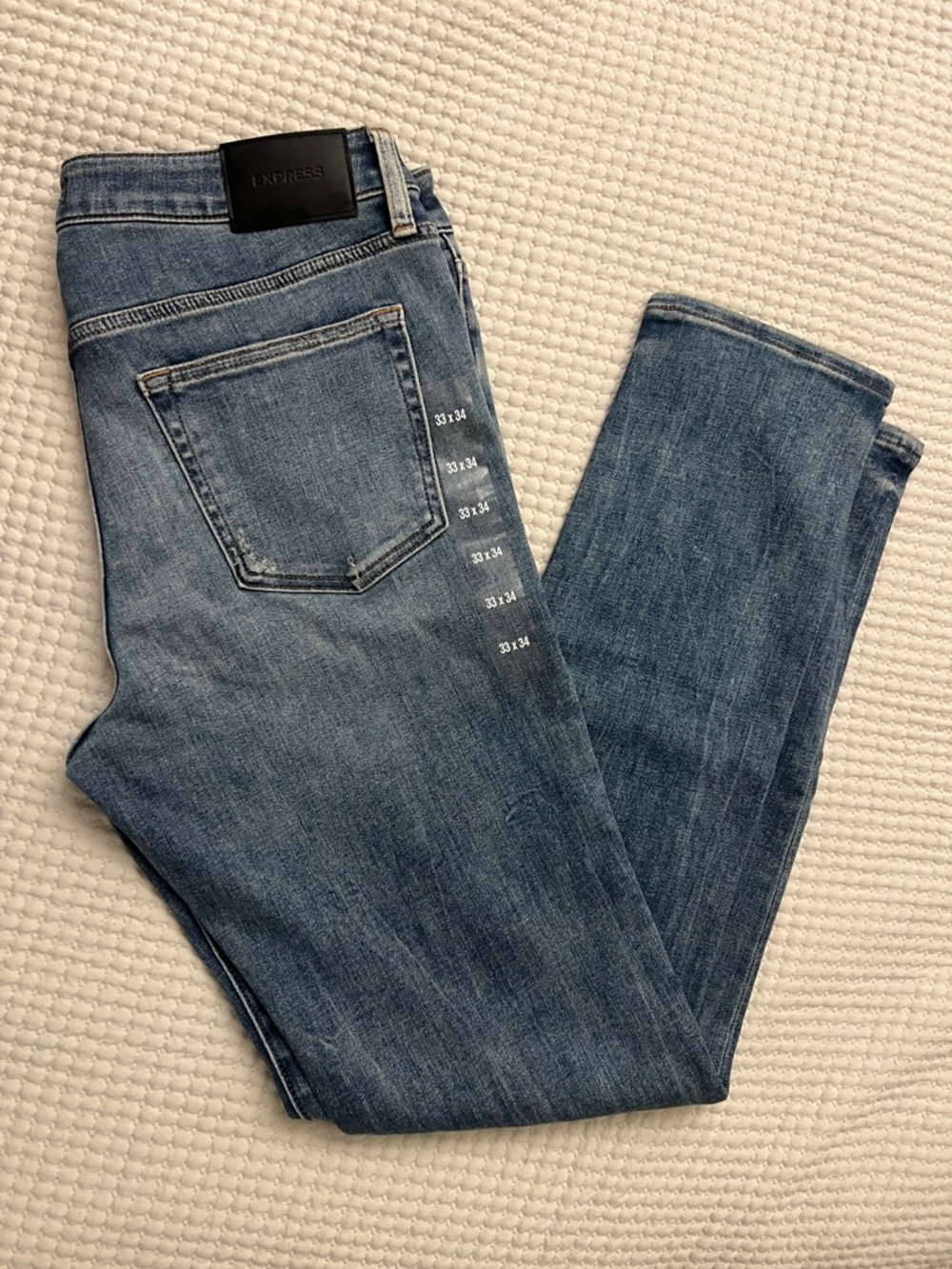 Express Men's Slim Straight Jeans - Medium Blue Wash